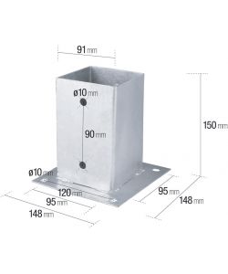 VERDELOOK Finale di Fissaggio Metallo 90x90 mm Argento per Pali