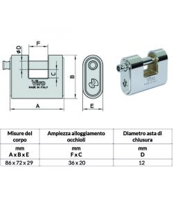 Lucchetto Corazzato Mm 86 Serrande 4117 Viro