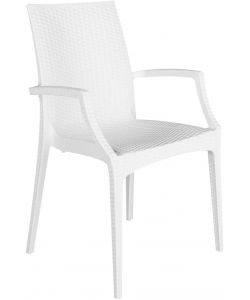 Sedia in Rattan Bistrot con braccioli Bianca