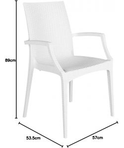 Sedia in Rattan Bistrot con braccioli Bianca