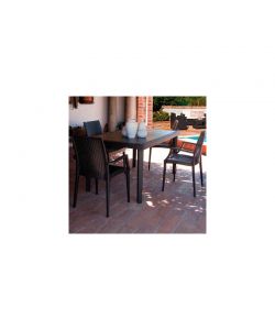 Sedia Rattan Bistrot Antracite con Braccioli - 57x53xH89 cm
