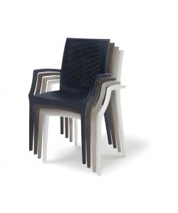 Sedia Rattan Bistrot Antracite con Braccioli - 57x53xH89 cm