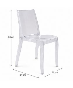 Cristal Light Sedia Trasparente Elegante per Arredamento Moderno 50x54x84 cm