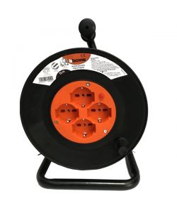 Bticino Avvolgicavo Arancio/Nero 15m con 4 Prese e Disgiuntore Automatico