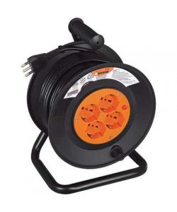 Bticino Avvolgicavo Arancio/Nero 15m con 4 Prese e Disgiuntore Automatico