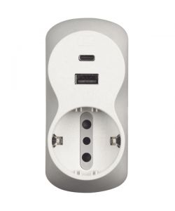 Bticino Adattatore B3 Bianco con 2 Prese 10A e 2 USB A+C, 1500W