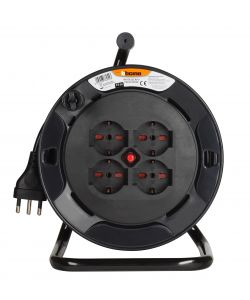 Bticino Avvolgicavo Elettrico 15m 4 Prese Nero con Interruttore 16A
