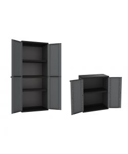 Terry Armadio Tuttopiani e Armadio Basso Grigio - Set in Plastica 68x37.5x h 85-163.5 cm