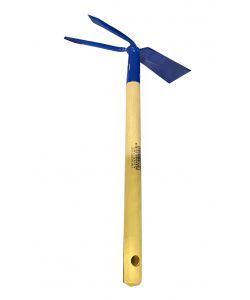 Zappetta Quadro Bidente Manicata in Faggio Naturale e Acciaio Blu - 18 cm