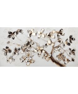 Dipinto su Tela Ramo Fiori in Rilievo 60x120 cm Senza Cornice
