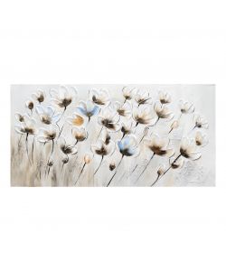 Bubola e Naibo Dipinto su Tela Fiori Beige 120x60 cm Decorazione Parete