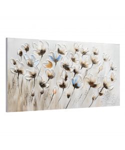 Bubola e Naibo Dipinto su Tela Fiori Beige 120x60 cm Decorazione Parete
