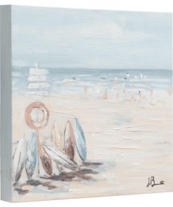 Dipinto su Tela Spiaggia 30x30 cm Bianco Beige Blu Decorativo