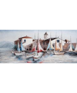 Bubola e Naibo Dipinto su Tela Case Vele 150x65 cm Tema Mare Opaco