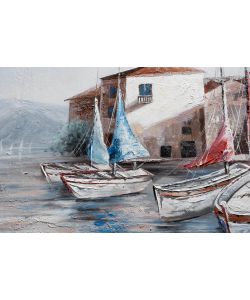 Bubola e Naibo Dipinto su Tela Case Vele 150x65 cm Tema Mare Opaco