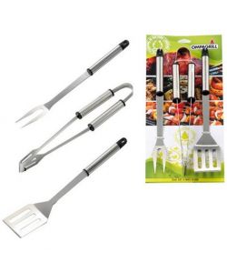 Set Accessori Barbecue - Pinza, Paletta, Forchettone Acciaio Inox 36 cm