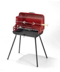 Ompagrill Barbecue a carbone portatile - Acciaio verniciato con coperchio - 59x42 cm