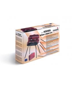 Ompagrill Barbecue a carbone portatile - Acciaio verniciato con coperchio - 59x42 cm