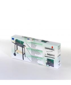 Ompagrill - Barbecue a Carbonella 50x25cm con Carrello Verde
