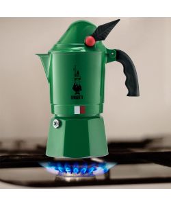 Bialetti Caffettiera Moka Alpina 3 Tazze Verde Alluminio Manico Ergonomico