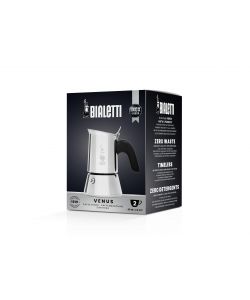 Bialetti Caffettiera Venus Inox Lucido con Manico Nylon Nero - 2 Tazze