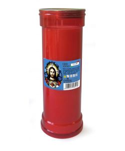 Cereria Di Giorgio Cero Votivo Sacro Cuore P50 Rosso 18cm Parafina Bianca