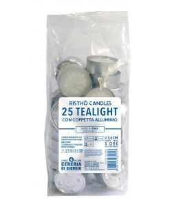 Cereria di Giorgio Tealight Bianco 25 Pz 5 Ore 3.6 cm Cera Naturale