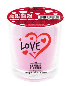 CERERIA DI GIORGIO Candela profumata Love rosa 7x7x8 cm vaniglia frutti bosco
