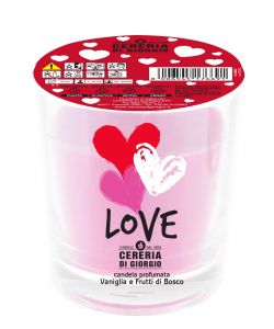 CERERIA DI GIORGIO Candela profumata Love rosa 7x7x8 cm vaniglia frutti bosco