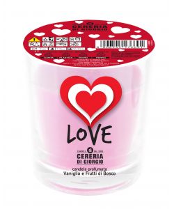 CERERIA DI GIORGIO Candela profumata Love rosa 7x7x8 cm vaniglia frutti bosco