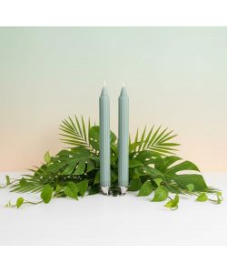 CERERIA DI GIORGIO Candele decorative scanalate 25 cm verde vintage - 2 pz