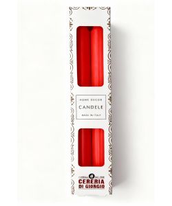 CERERIA DI GIORGIO Candele decorative rosse scanalate 25 cm - Set 2 pz