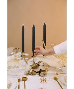 CERERIA DI GIORGIO Candele decorative scanalate Nero 25 cm Set 2 pz