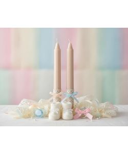 CERERIA DI GIORGIO Candele decorative scanalate 25 cm Cipria 2 pz