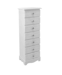 Bizzotto Cassettiera Blanc MDF Bianco Opaco - 7 Cassetti 29x23x89 cm