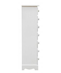 Bizzotto Cassettiera Blanc MDF Bianco Opaco - 7 Cassetti 29x23x89 cm