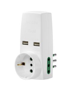 Adattatore 5 uscite con USB bianco 10A