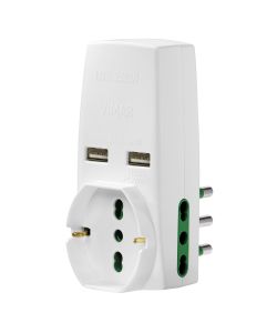 Adattatore 5 uscite con USB bianco 16A