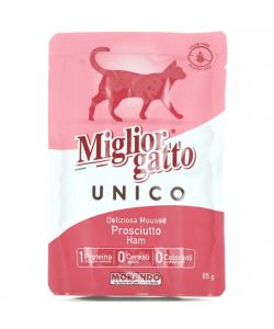 Miglior Gatto Mousse Prosciutto 85g - Cibo Umido per Gatti - Gusto Delicato