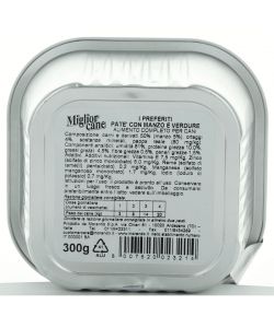 Miglior Cane Pat� Manzo e Verdure Vaschetta 300g Alimento per Cani