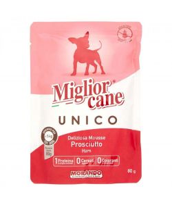 Miglior Cane Mousse Prosciutto 80g - Alimento umido per cani - Wellness System