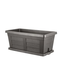 Bama Fioriera in Plastica Effetto Legno Antracite 80x40x34 cm