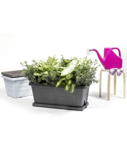 Bama Fioriera in Plastica Effetto Legno Antracite 80x40x34 cm