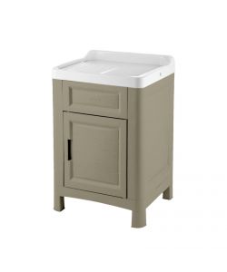 Bama Mobiletto Lavatoio Art in Resina Tortora 60x51x89 cm - Elegante e Robusto