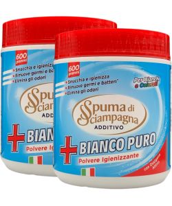 Spuma di Sciampagna Additivo Polvere Lavatrice Bianchi e Colorati 600g