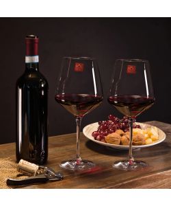 Set 2 Calici per Vino Rosso in Vetro Cristallino Trasparente - 780 ml
