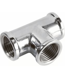 IDRO-BRIC Raccordo a T Ottone Cromato 3/4'' FFF per Lavorazioni Esterne