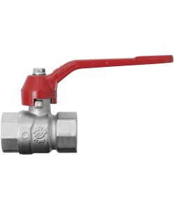 Idrobric Valvola a Sfera Ottone 3/4' FF Flusso Totale Maniglia Rossa