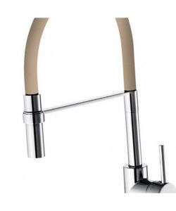 Rubinetto miscelatore monocomando lavello bocca alta, doccetta monogetto orientabile in ottone diam. 35 mm