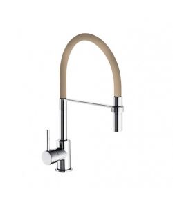 Rubinetto miscelatore monocomando lavello bocca alta, doccetta monogetto orientabile in ottone diam. 35 mm